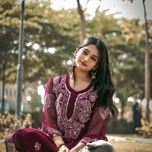 Ladies green traditional suit